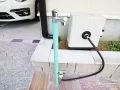 植栽の水やりに便利なミントカラーの立水栓