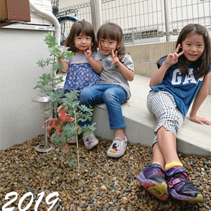 2019年 ミモザとお子様の記念写真