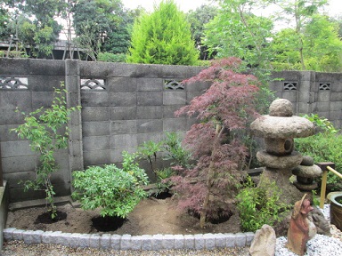 灯篭周り植栽完了
