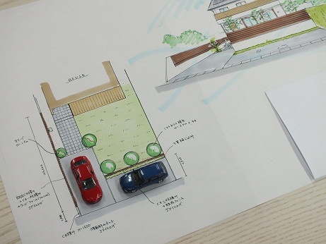 外構の平面図に納車2