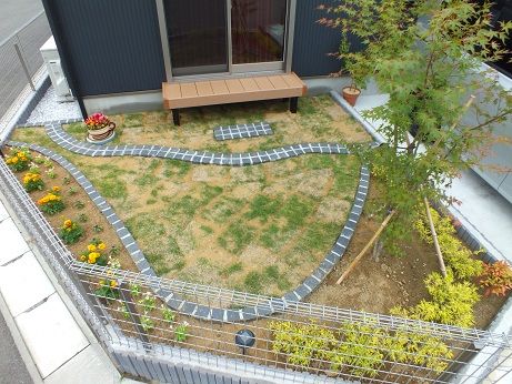 お庭工事 市原市 芝 ピンコロ石 お庭工事 市原市 芝 ピンコロ石