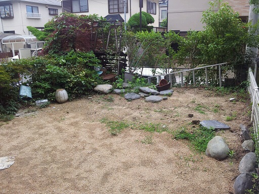 和室前　和風庭園　施工前　神戸市