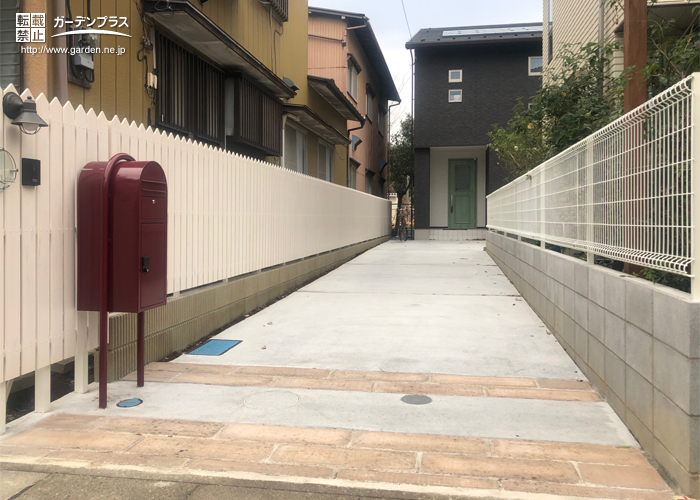 旗竿地ならではの地形を活かした魅せるアプローチの施工例 かんたん庭レシピ