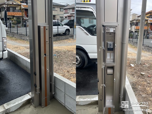 カーポートの支柱にすっきり納まるEVスタンド