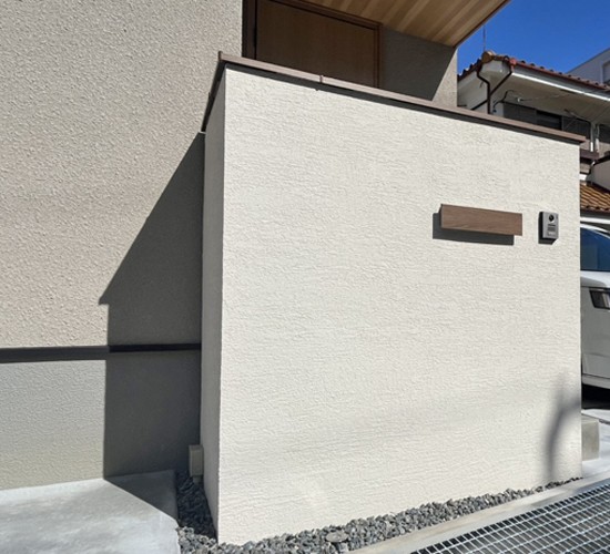 ベージュ外壁の家の参考に♪かわいい門柱のナチュラルテイストの新築外構一式工事