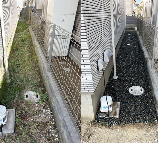 「防草シートと砂利」で外構費用を抑える雑草対策！戸建ての見えづらい部分におすすめです！