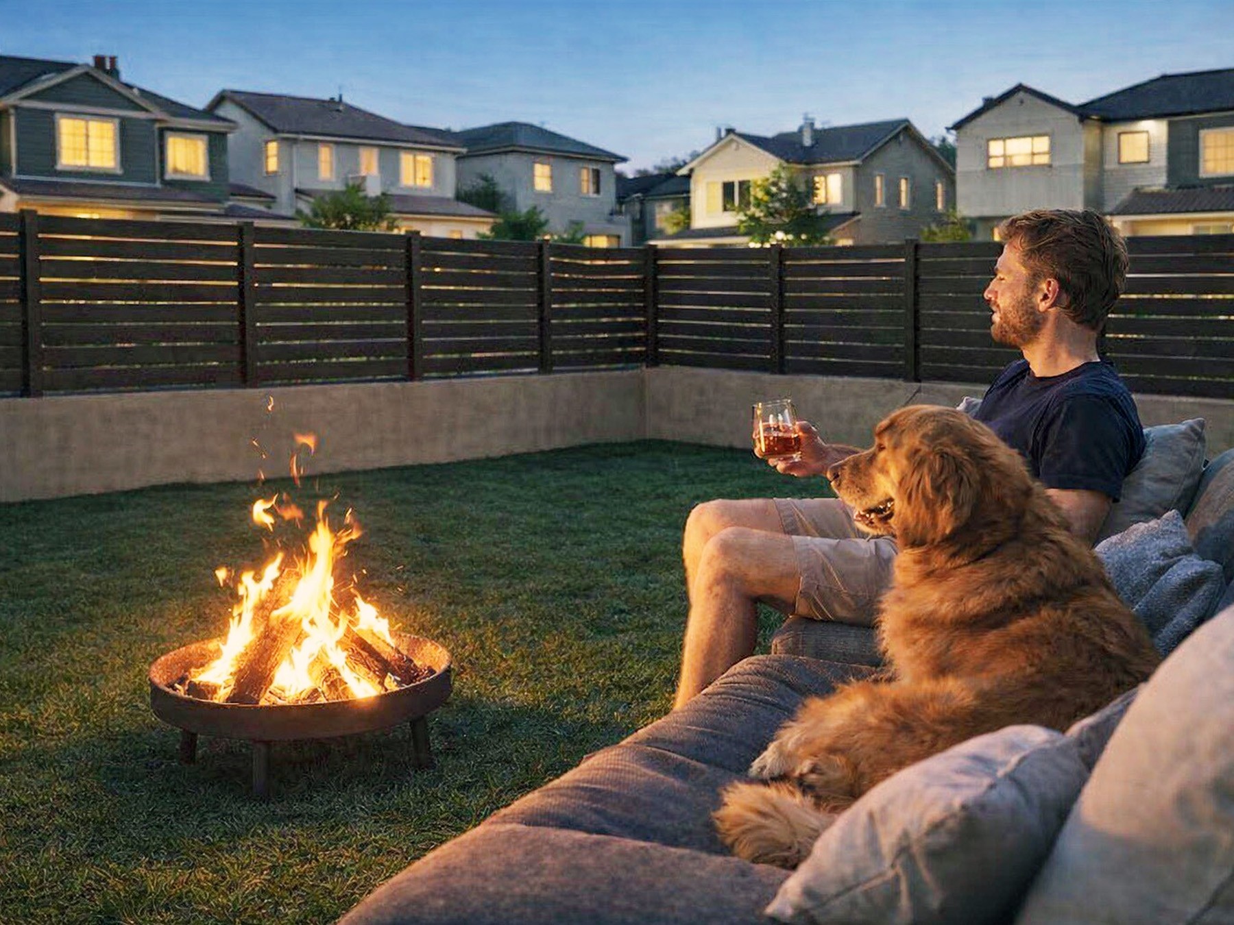 夜も快適なお庭