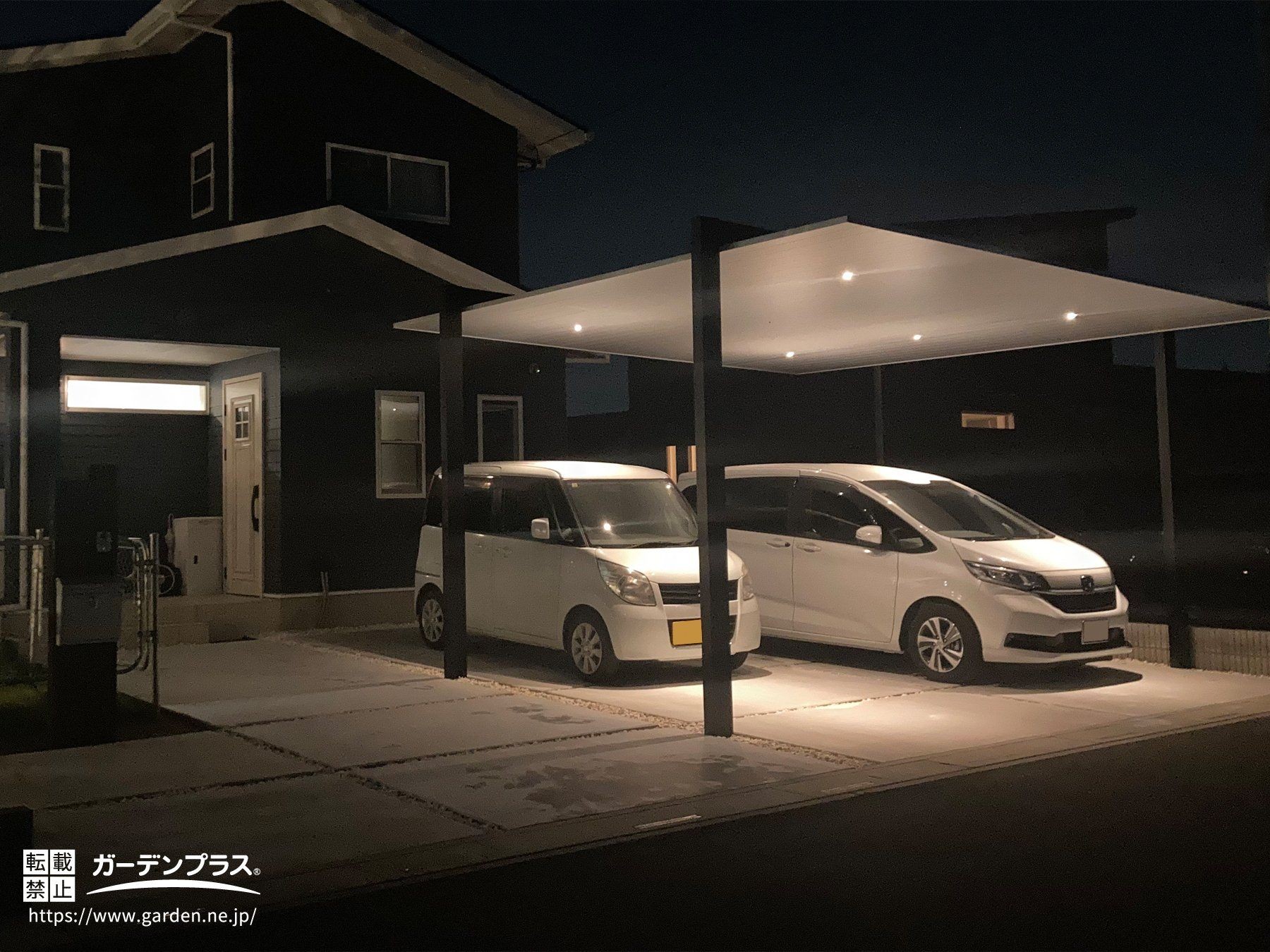 防犯対策にもなるカーポートSCのダウンライト