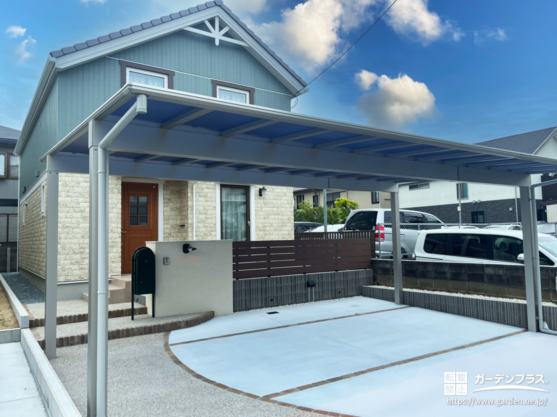 可愛らしい建物が印象的な北欧風の外構デザイン