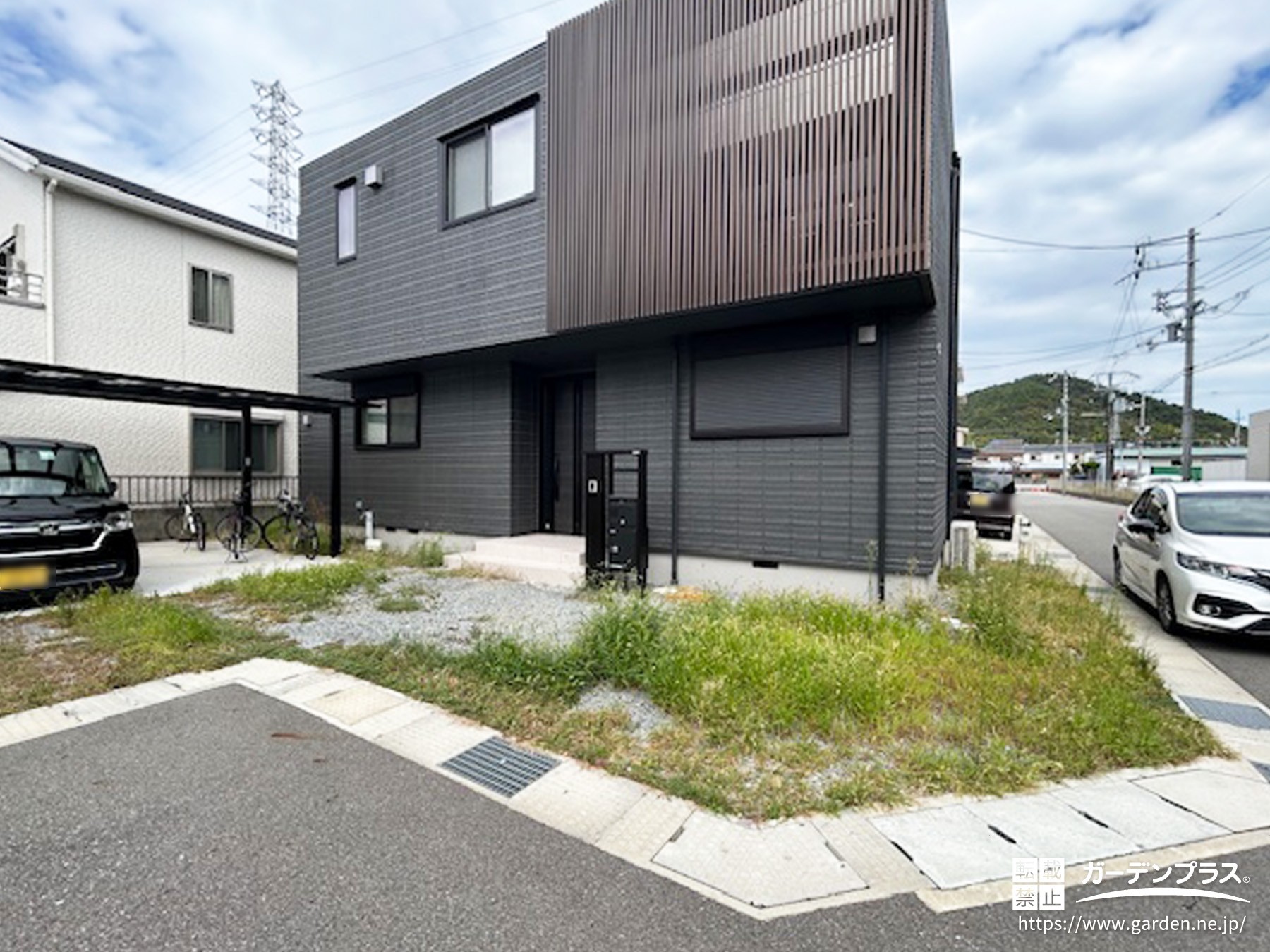 雑草が生えた玄関周り