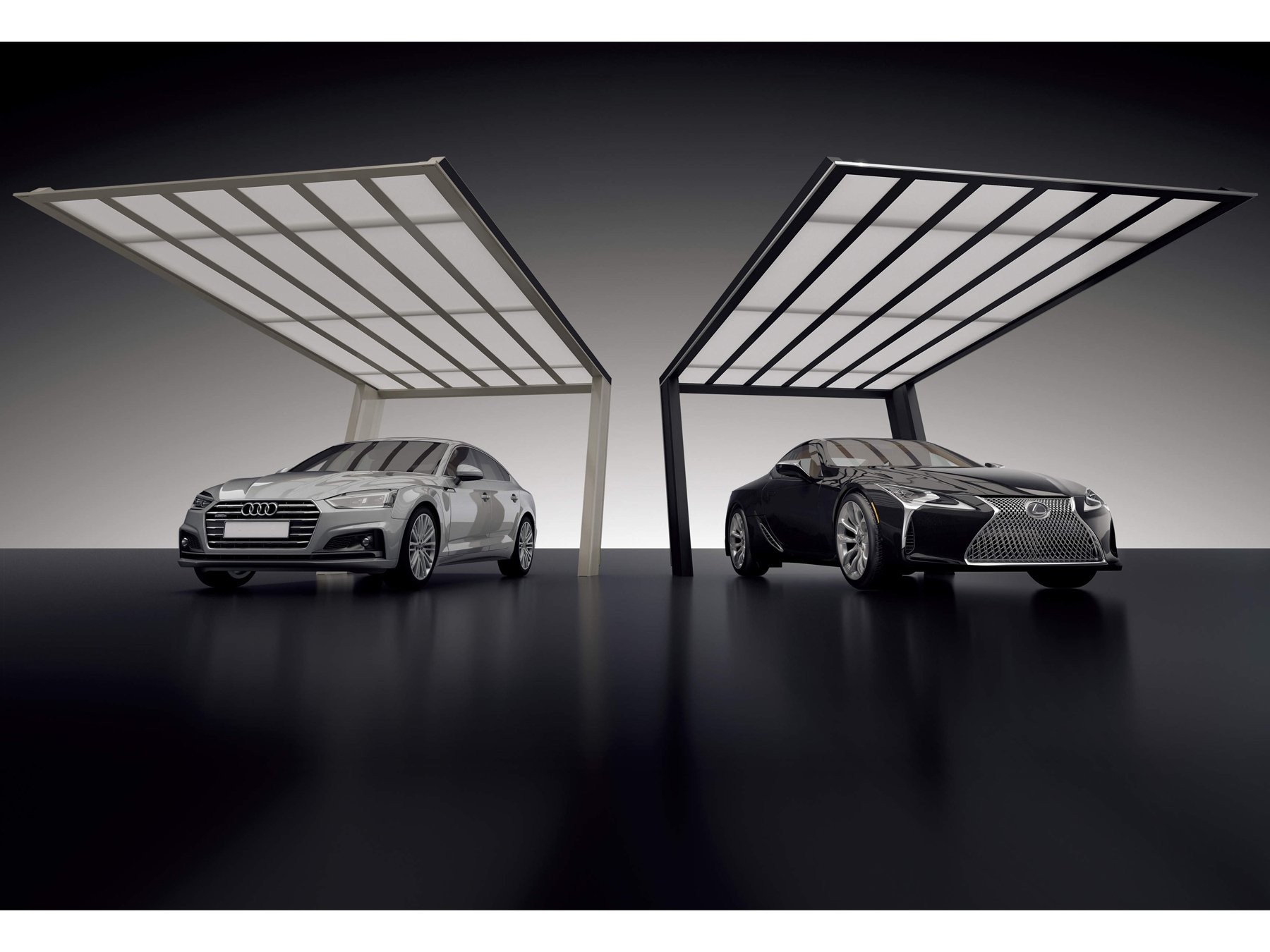 左:カーボンブラック / 右:ブラックつや消し