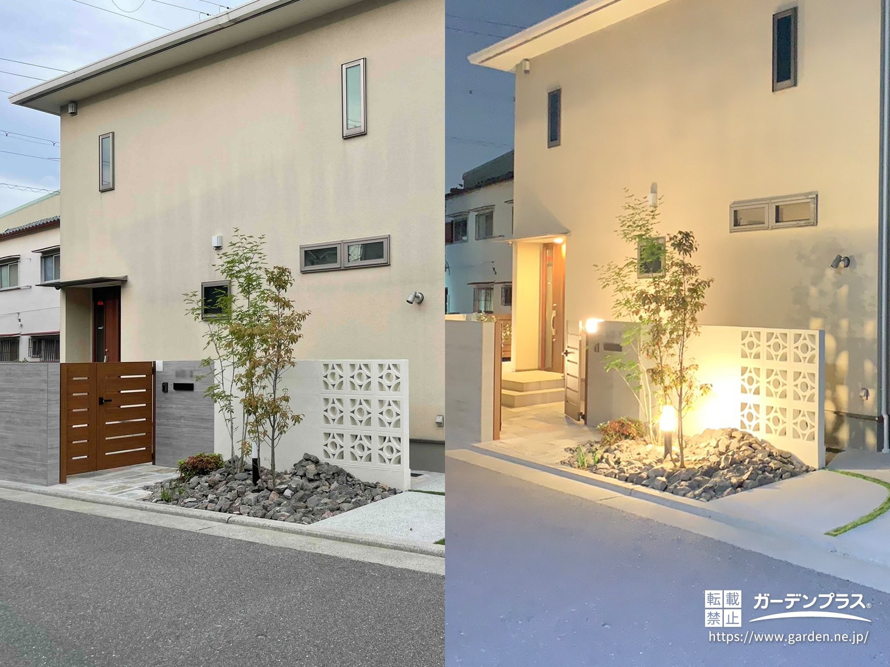 ナチュラルで可愛らしいデザイン塀の照明