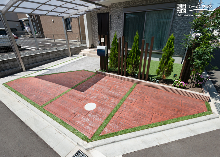 目地にもこだわるおしゃれな土間コンクリートの駐車スペースデザイン集 かんたん庭レシピ