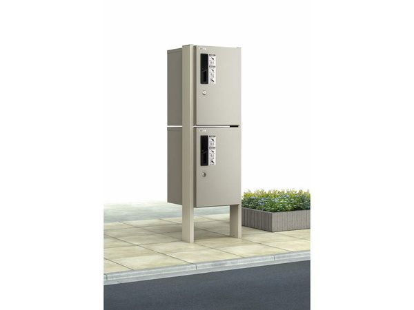 宅配ボックス2段柱納まり