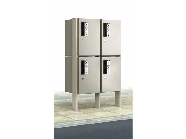 宅配ボックス2段連棟柱納まり