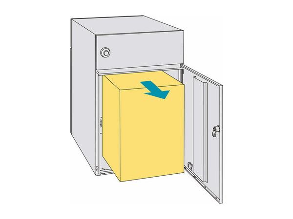 宅配取出口扉を開け、荷物を取り出し、扉を閉めて施錠する