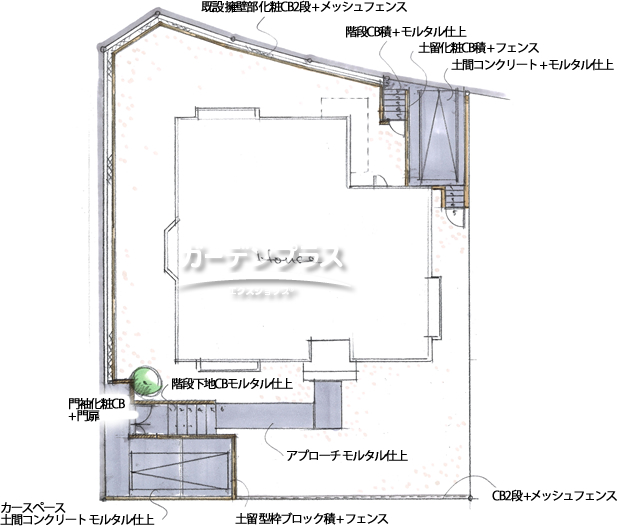 スケッチ「可能性が詰まったセミクローズ外構ベースプラン」02