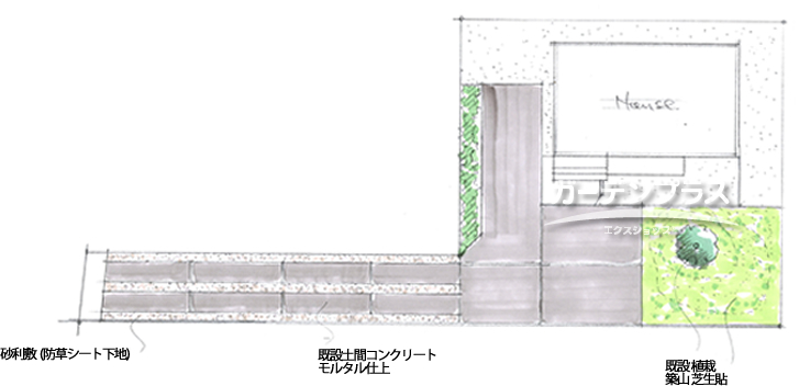 スケッチ「大切なシンボルツリーを活かすオリジナルガーデン」02