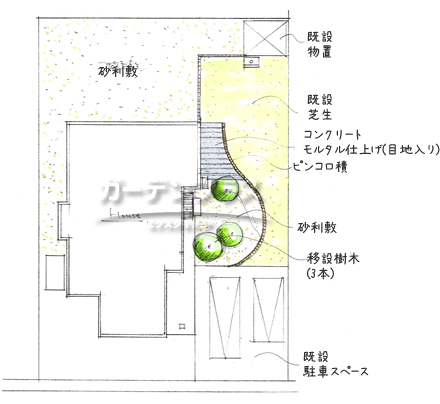 スケッチ「アクセントをつけてメリハリのあるお庭に」02