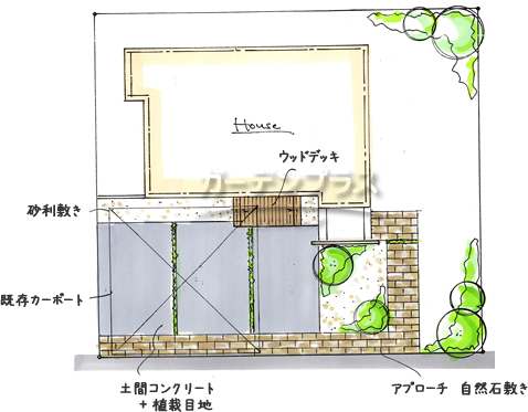 スケッチ「森の小道風アプローチ」02