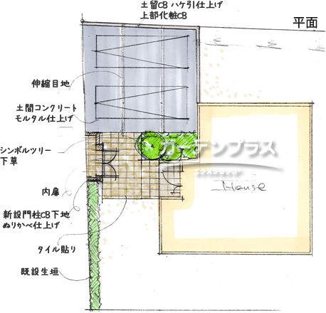 スケッチ「スマートなセミクローズファサードプラン」02