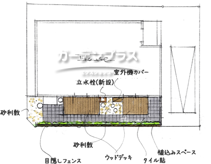 スケッチ「もう1つお部屋が増える庭」02