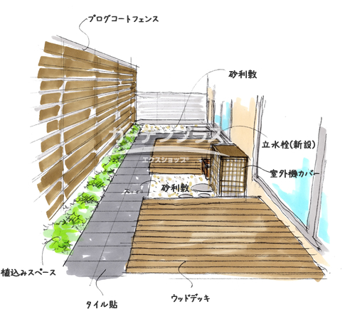 スケッチ「もう1つお部屋が増える庭」01