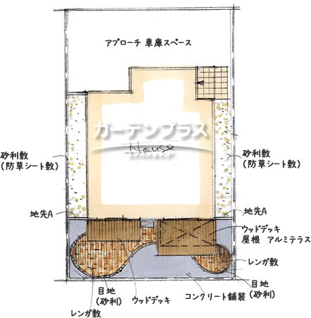 スケッチ「夢のガーデンライフを詰め込んだ広々テラス」02