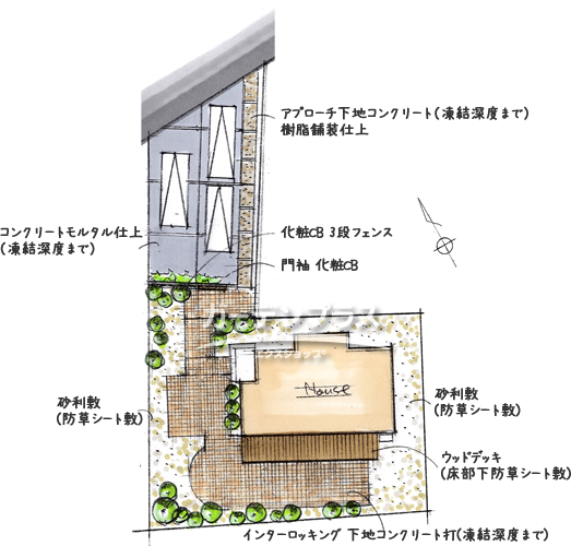 スケッチ「寒さに強いお庭」02