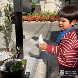 植樹したオリーブと記念撮影
