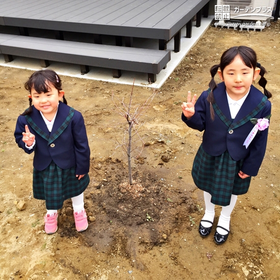 植樹したジューンベリーと記念撮影