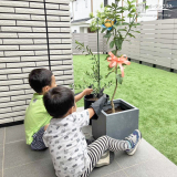 記念樹と記念撮影