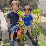 記念樹と記念撮影