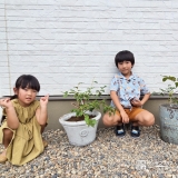 ブルーべリーと記念撮影