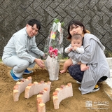 ミモザと記念撮影