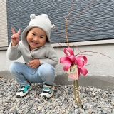 もみじ（カエデ）と記念撮影