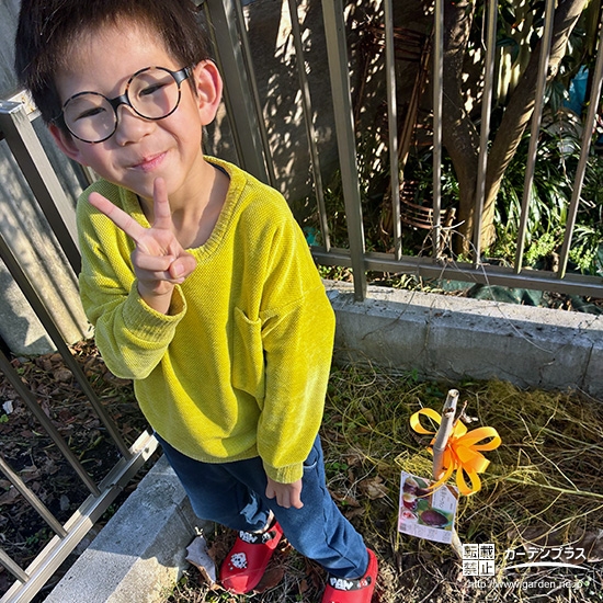 イチジクと記念撮影