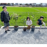 ビワ・温州ミカン・レモンと記念撮影