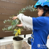 ミモザと記念撮影
