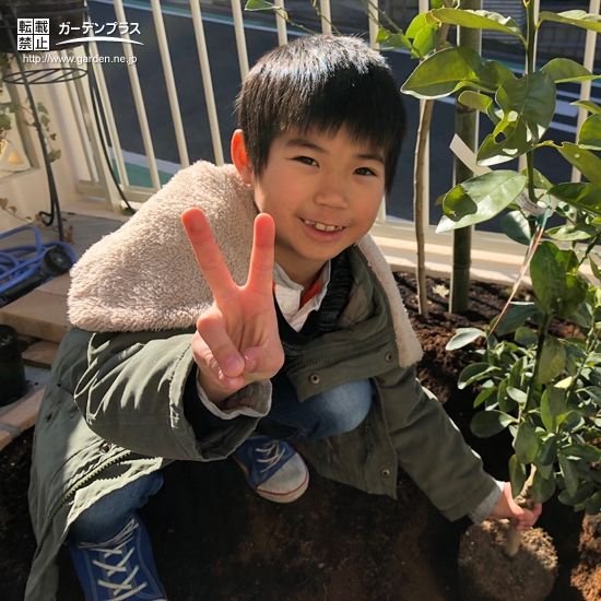 神奈川県横浜市青葉区ジューンベリーとキンカンとライラックの植樹風景