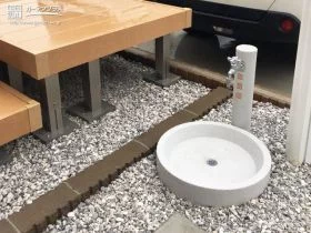 丸いフォルムの立水栓[施工後]