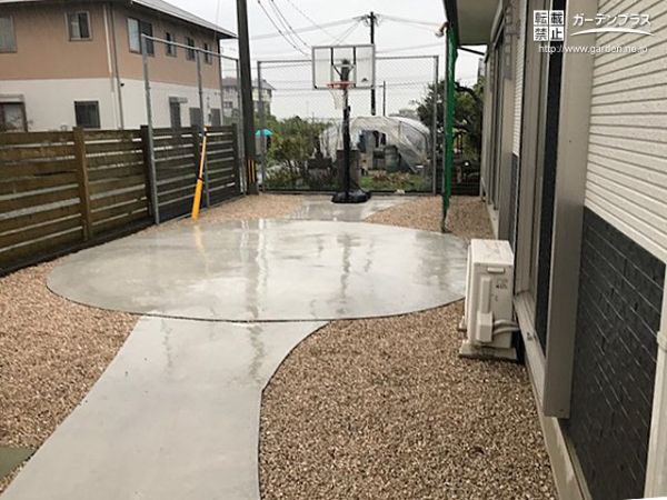 バスケの練習にも集中できるお庭の雑草対策工事 No 雑草対策 防犯砂利の施工例 外構工事のガーデンプラス バスケの練習にも集中できるお庭の雑草対策工事 No 雑草対策 防犯砂利の施工例 外構工事のガーデンプラス
