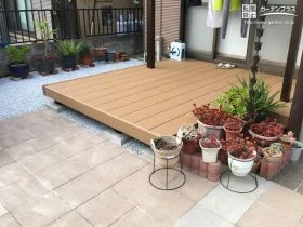 奥行きのあるウッドデッキ[施工後]