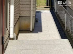 既存のポーチ階段と近いタイルで舗装[施工後]