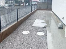 防犯対策としても有効な砂利の犬走り[施工後]