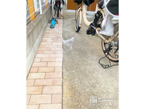 可愛いレンガ風ブロックを使ったアプローチ舗装工事 No その他外構工事の施工例 外構工事のガーデンプラス