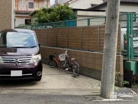 景観も美しい木目調目隠しフェンス[施工後]