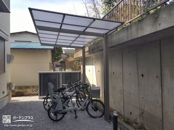 場所に合わせたサイズの物置とサイクルポート設置工事 No 物置の施工例 外構工事のガーデンプラス
