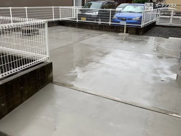 段差のある駐車スペースのコンクリート打設工事