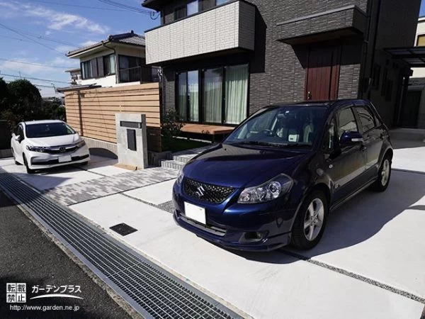 砂利目地で意匠性にもこだわった駐車スペース